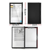 Devanti 105L Bar Fridge Glass Door Mini Fridge Countertop Cooler Black - Front View