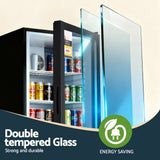 Devanti 105L Bar Fridge Glass Door Mini Fridge Countertop Cooler Black - 45-Degree Angle