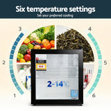 Devanti 40L Bar Fridge Glass Door Mini Fridge Countertop Cooler Black - Top-Down View