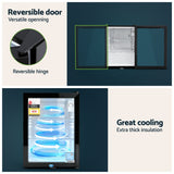 Devanti 56L Bar Fridge Glass Door Mini Fridge Countertop Cooler Black - Rear View