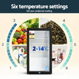 Devanti 78L Bar Fridge Glass Door Mini Fridge Countertop Cooler Black - Top-Down View