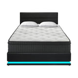 Oikiture Bed Frame with Mattress Double Size LED Gas Lift Black LAYZ - Top-Down View