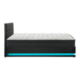 Oikiture Bed Frame with Mattress Double Size LED Gas Lift Black LAYZ