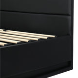 Oikiture Bed Frame with Mattress Double Size LED Gas Lift Black LAYZ