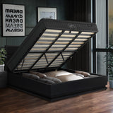 Oikiture Bed Frame with Mattress King Size LED Gas Lift Black LAYZ