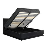 Oikiture Bed Frame with Mattress Queen Size LED Gas Lift Black LAYZ