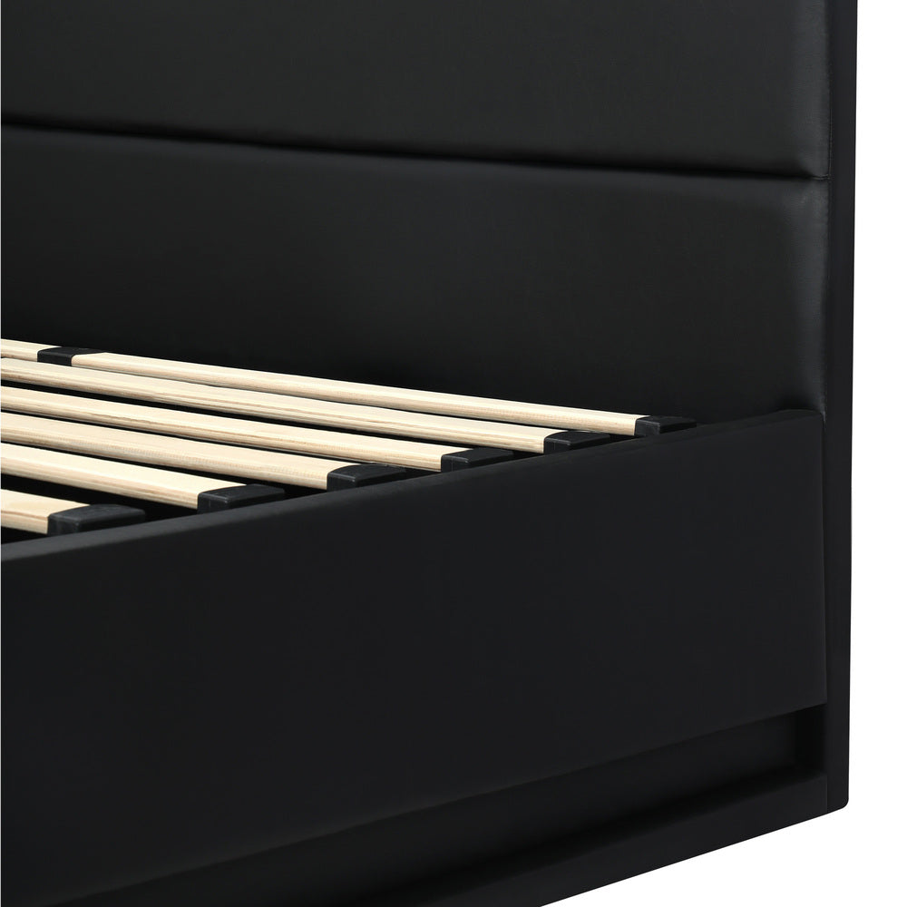 Oikiture Bed Frame with Mattress Queen Size LED Gas Lift Black LAYZ