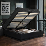 Oikiture Bed Frame with Mattress Queen Size LED Gas Lift Black LAYZ