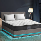 Oikiture Bed Frame with Mattress Queen Size LED Gas Lift Grey LAYZ - Rear View