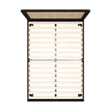 Oikiture Bed Frame Double Size Real Rattan Headboard Black