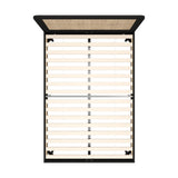 Oikiture Bed Frame Double Size Real Rattan Headboard Black - Extra Image