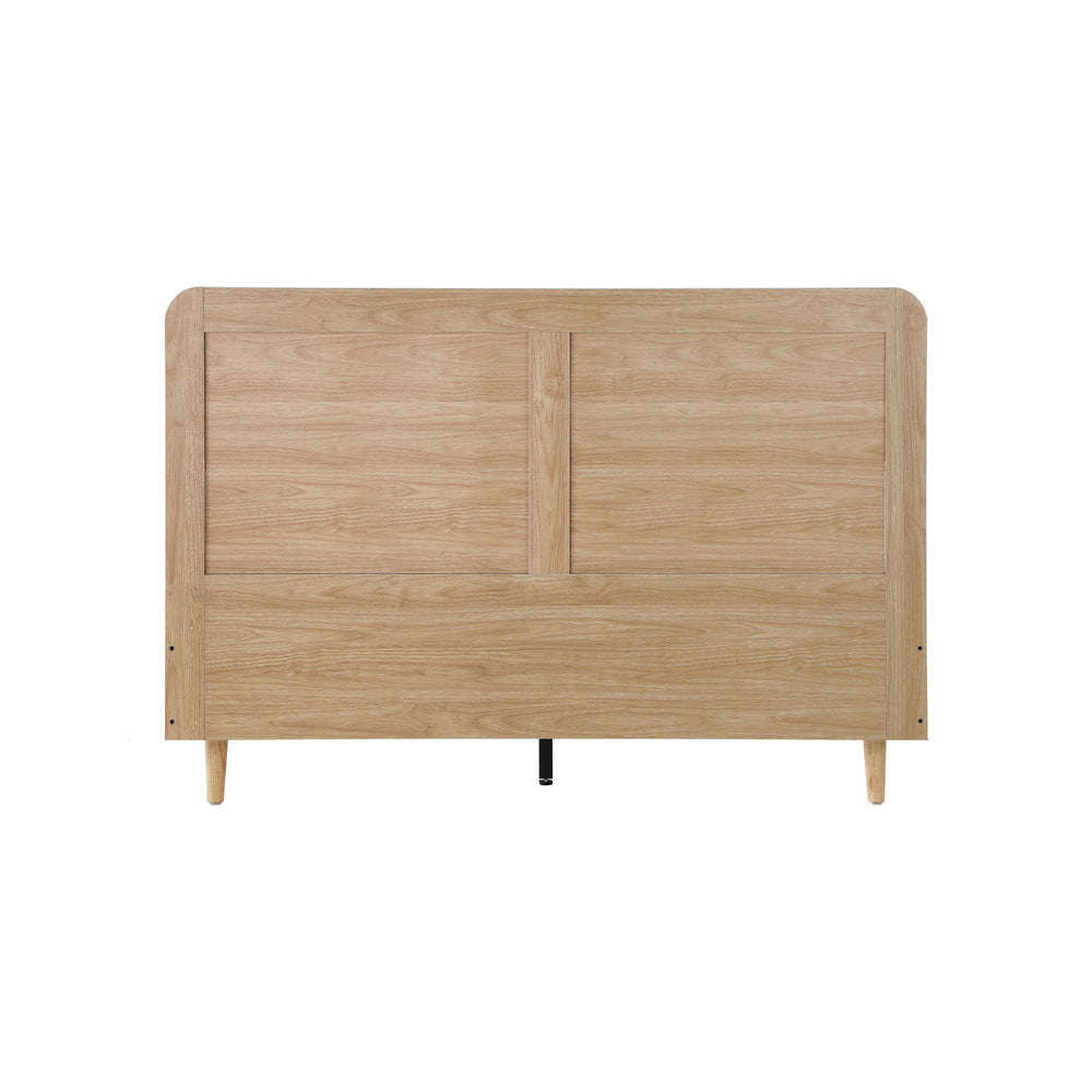 Oikiture Wooden Bed Frame Double Size Rattan Headboard