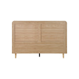 Oikiture Wooden Bed Frame Double Size Rattan Headboard - Close-Up Angle