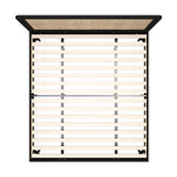 Oikiture Bed Frame King Size Real Rattan Headboard Black