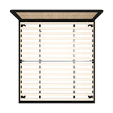 Oikiture Bed Frame King Size Real Rattan Headboard Black - Close-Up Angle