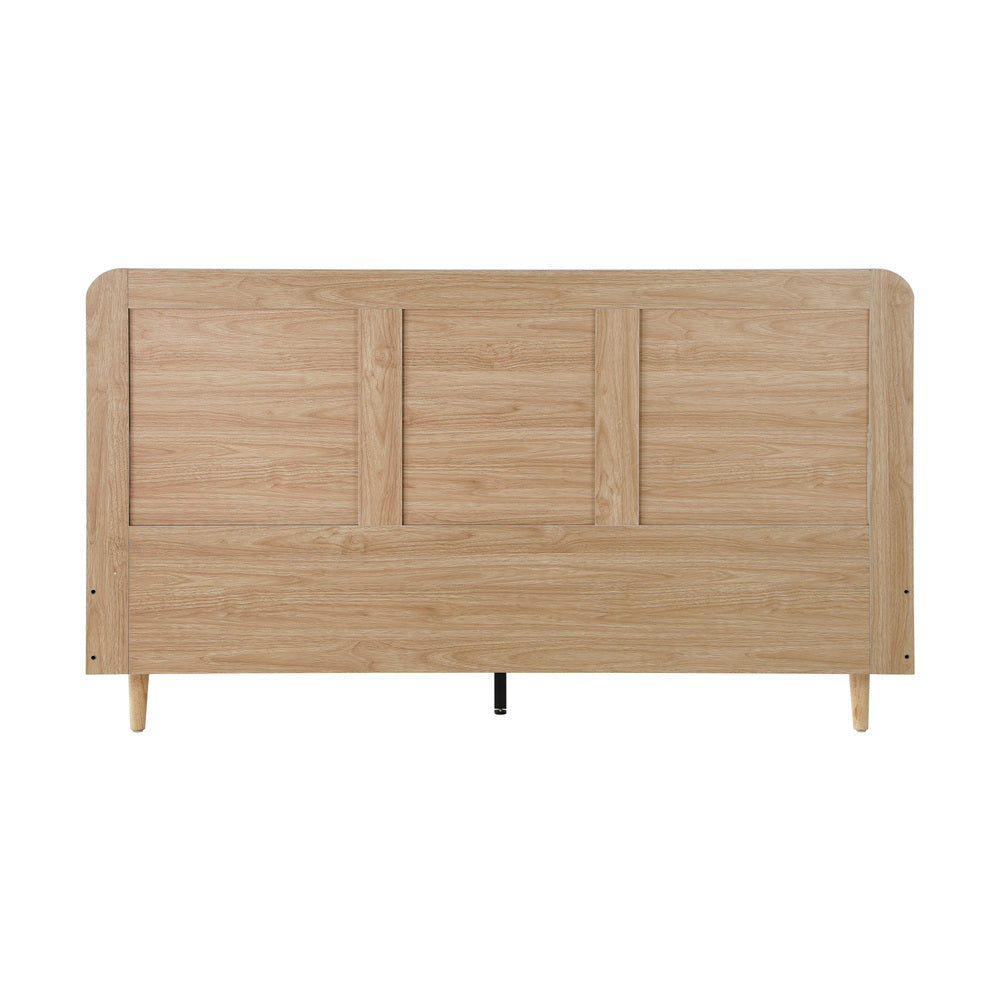 Oikiture Wooden Bed Frame King Size Rattan Headboard