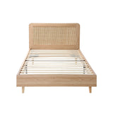 Oikiture Wooden Bed Frame King Single Rattan Headboard