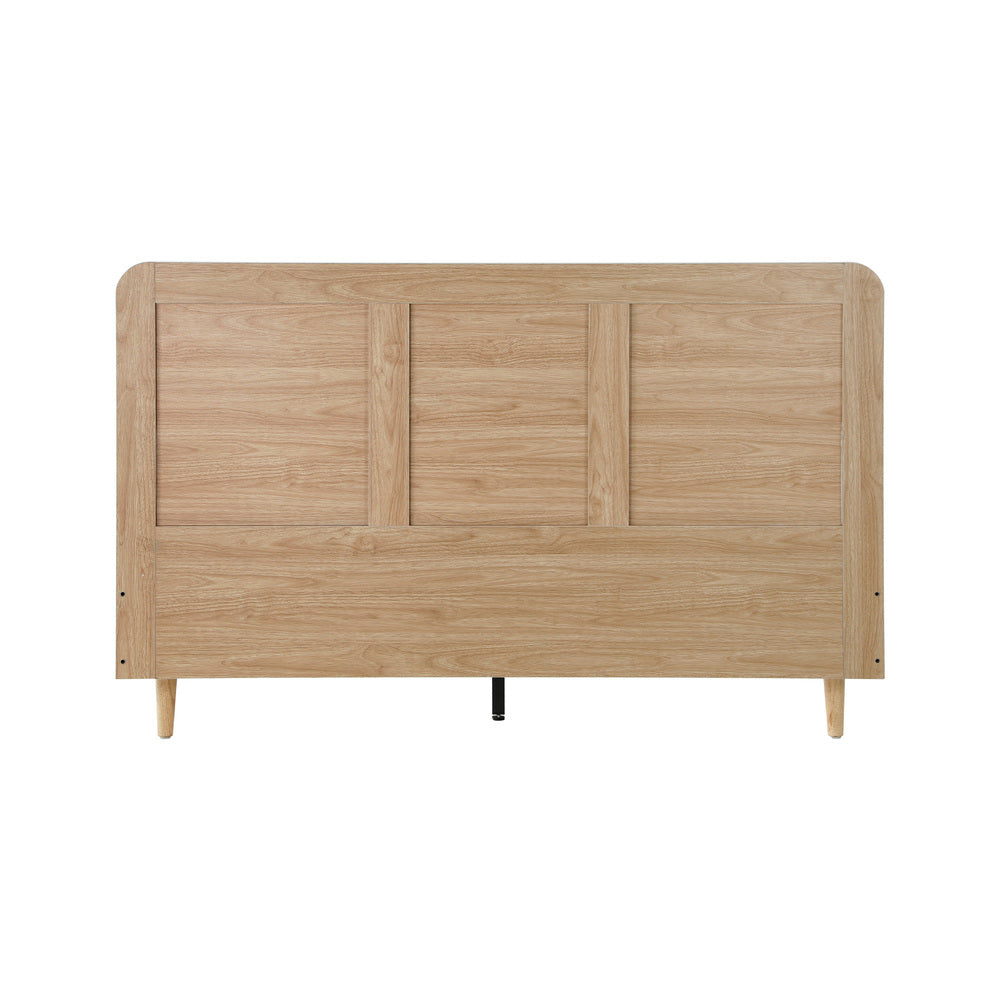 Oikiture Wooden Bed Frame Queen Size Rattan Headboard
