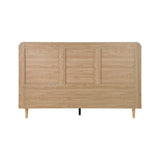 Oikiture Wooden Bed Frame Queen Size Rattan Headboard - 45-Degree Angle