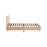 Oikiture Wooden Bed Frame Single Size Rattan Headboard - Side View