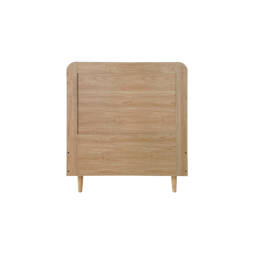 Oikiture Wooden Bed Frame Single Size Rattan Headboard