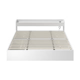 Oikiture Bed Frame King Size with 2 Drawers Charging Ports White