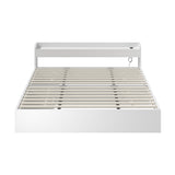 Oikiture Bed Frame King Size with 2 Drawers Charging Ports White - Front View