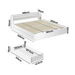 Oikiture Bed Frame King Size with 2 Drawers Charging Ports White, image 3