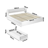 Oikiture Bed Frame King Size with 2 Drawers Charging Ports White - Side View