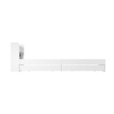 Oikiture Bed Frame King Size with 2 Drawers Charging Ports White