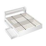 Oikiture Bed Frame King Size with 2 Drawers Charging Ports White, image 5