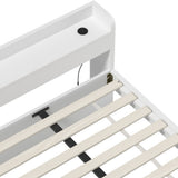 Oikiture Bed Frame King Size with 2 Drawers Charging Ports White