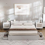 Oikiture Bed Frame King Size with 2 Drawers Charging Ports White, image 4