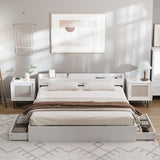 Oikiture Bed Frame King Size with 2 Drawers Charging Ports White - Top-Down View