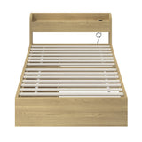 Oikiture King Single Bed Frame with Charging Ports 2 Drawers - Side View