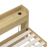 Oikiture King Single Bed Frame with Charging Ports 2 Drawers - Low Angle