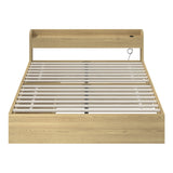 Oikiture Queen Size Bed Frame with Charging Ports & 2 Drawers - Rear View