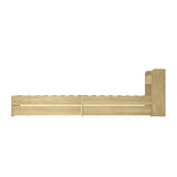 Oikiture Queen Size Bed Frame with Charging Ports & 2 Drawers - Low Angle