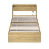 Oikiture Single Size Bed Frame with Charging Ports & 2 Drawers - Rear View