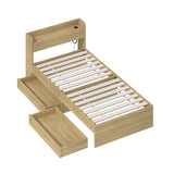 Oikiture Single Size Bed Frame with Charging Ports & 2 Drawers - 45-Degree Angle
