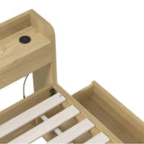 Oikiture Single Size Bed Frame with Charging Ports & 2 Drawers