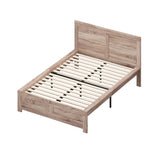 Oikiture Wooden Bed Frame Double Size Contemporary Light Oak - Low Angle