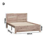 Oikiture Wooden Bed Frame Double Size Contemporary Light Oak - 45-Degree Angle