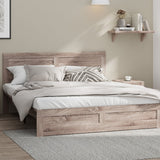 Oikiture Wooden Bed Frame King Size Contemporary Light Oak - Top-Down View