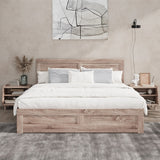 Oikiture Wooden Bed Frame King Size Contemporary Light Oak - Low Angle