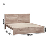 Oikiture Wooden Bed Frame King Size Contemporary Light Oak - Close-Up Angle