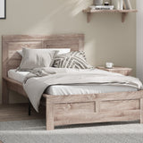 Oikiture Wooden Bed Frame King Single Contemporary Light Oak - Rear View