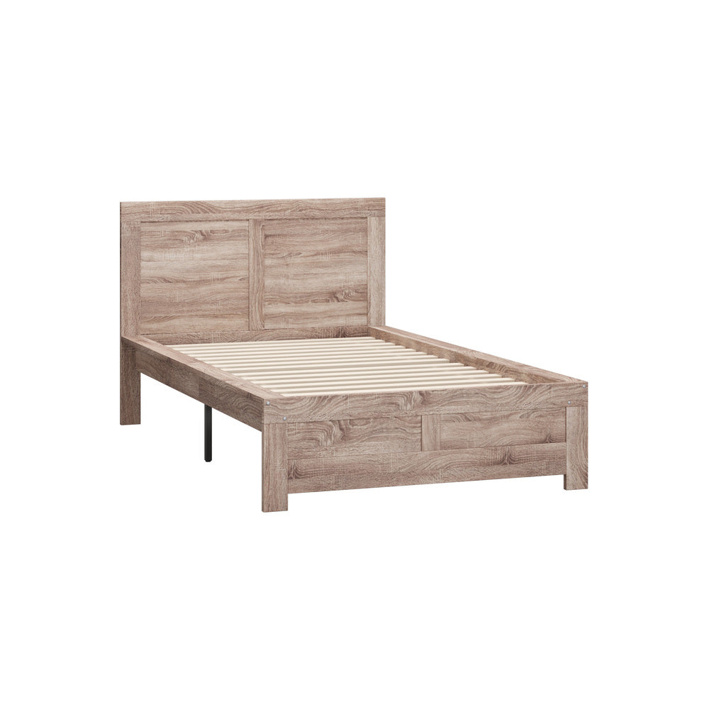 Oikiture Wooden Bed Frame King Single Contemporary Light Oak