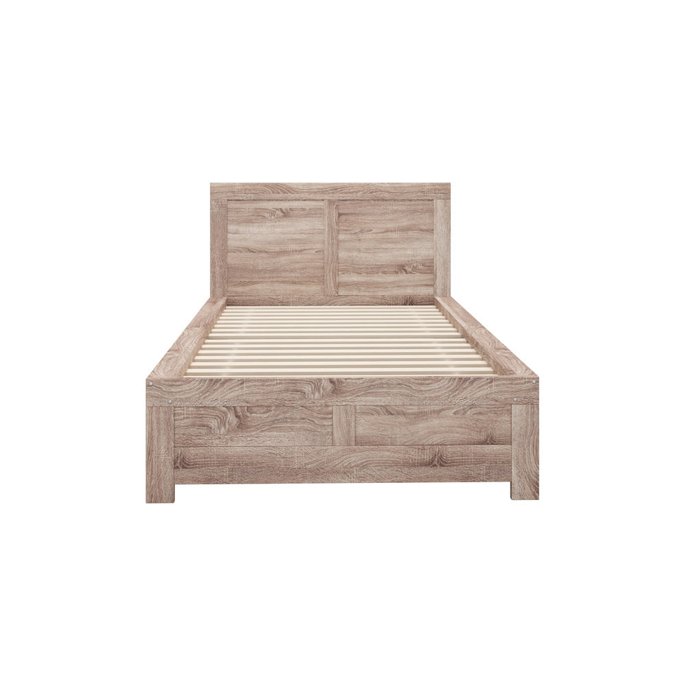 Oikiture Wooden Bed Frame King Single Contemporary Light Oak