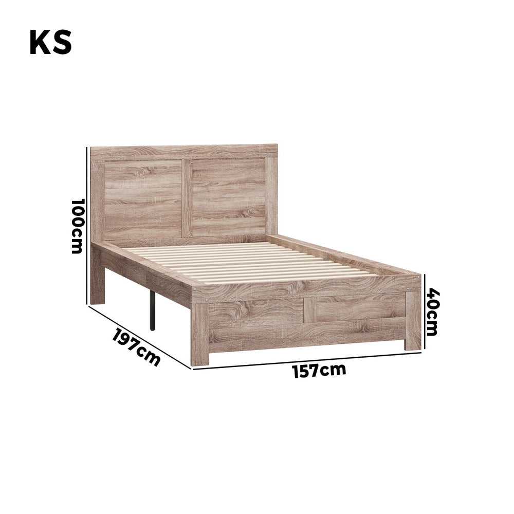 Oikiture Wooden Bed Frame King Single Contemporary Light Oak